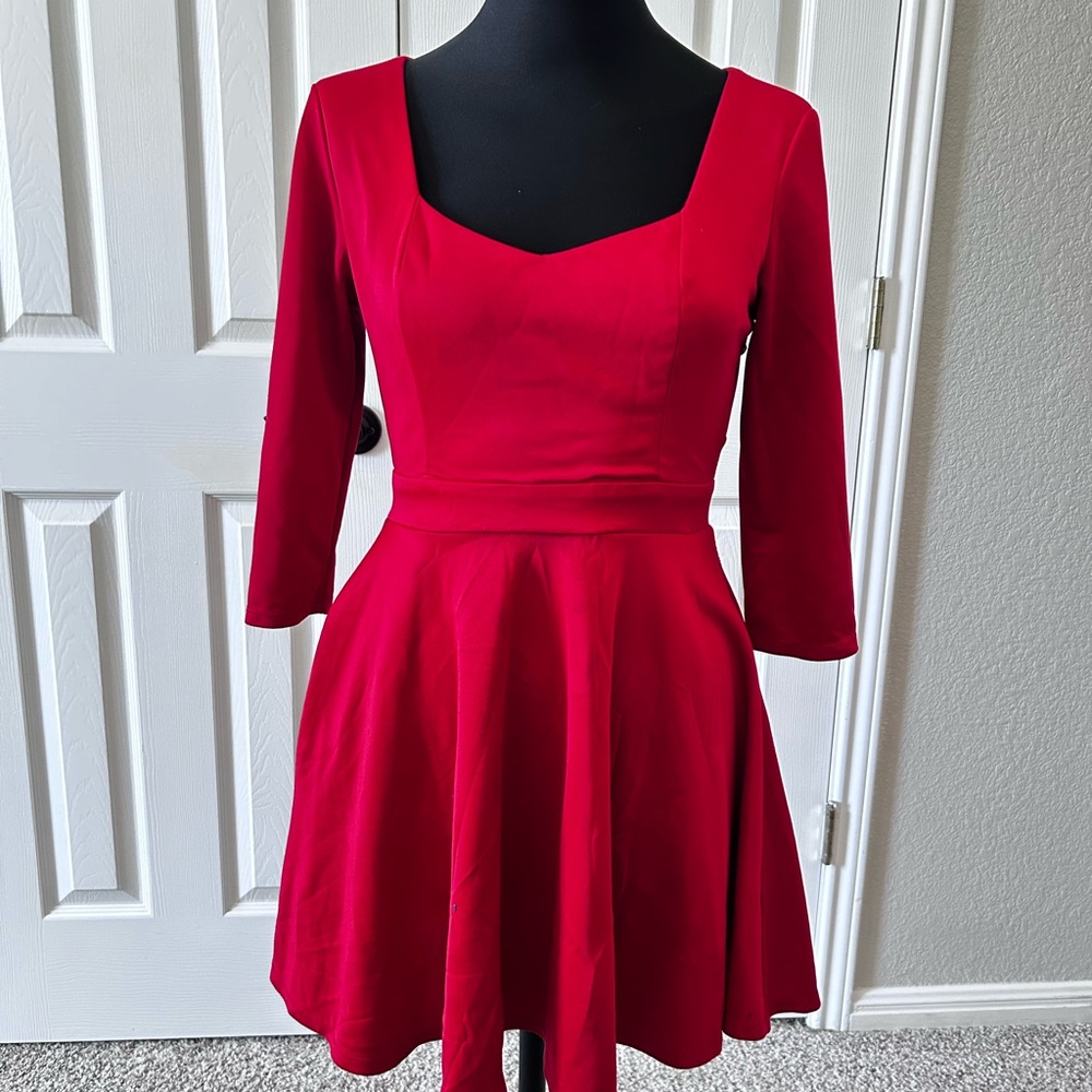 Miss Avenue Red Satin  Mini Dress. Size M. NWTGS